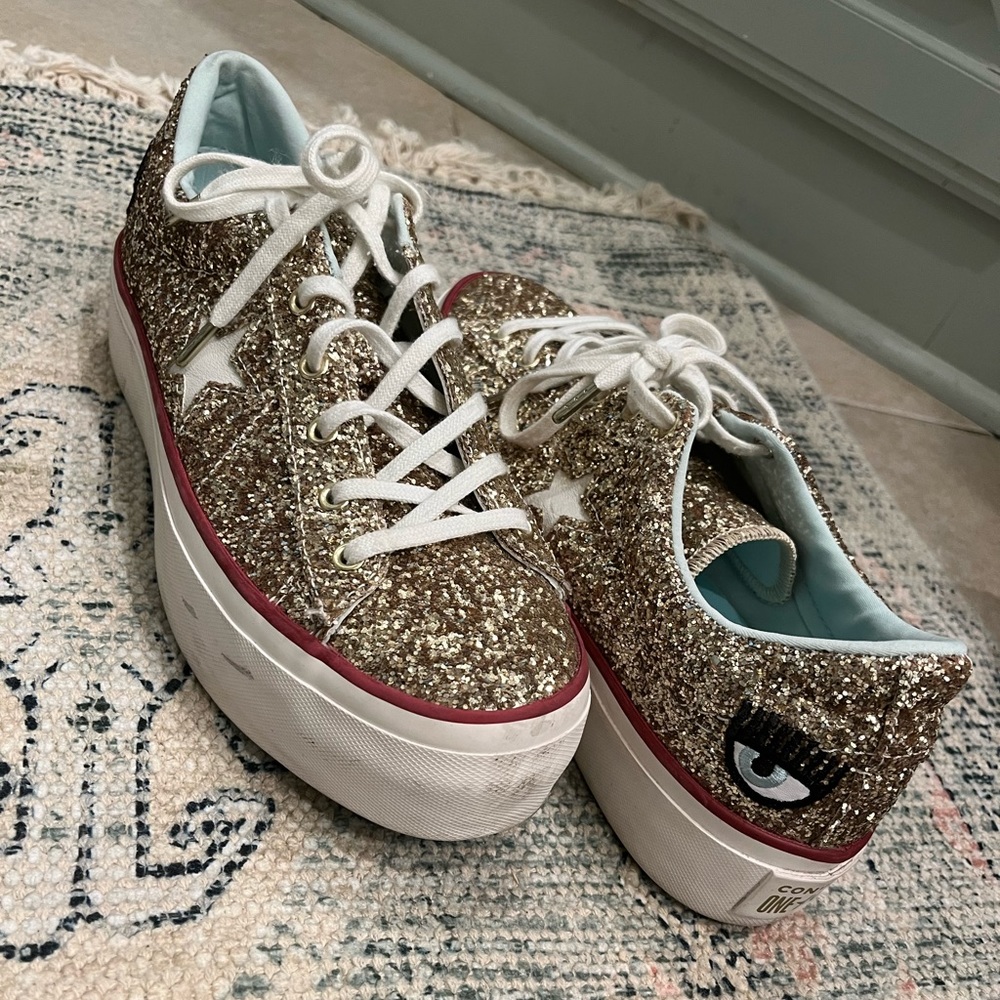 Converse Chiara Ferragni gold glitter sneaker, - read description -  size 8.5/9